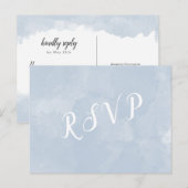 Dusty Blue Aquarell Hochzeit rsvp Postkarte (Vorne/Hinten)