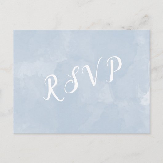 Dusty Blue Aquarell Hochzeit rsvp Postkarte (Vorderseite)
