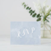 Dusty Blue Aquarell Hochzeit rsvp Postkarte (Stehend Vorderseite)