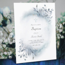 Dusty Blue Aquarell Taufjunge