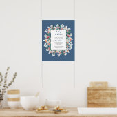 Dusty Blue Aquarell Wildblume Babydusche Poster (Küche)