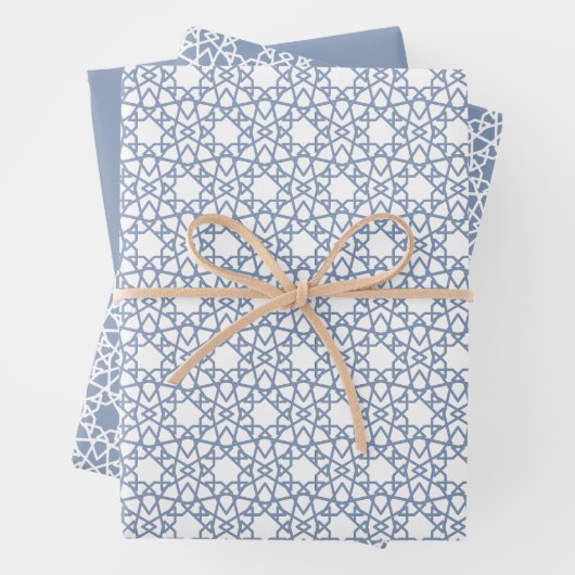 Dusty Blue Arabesque Design Geschenkpapier Set (Beispiel)