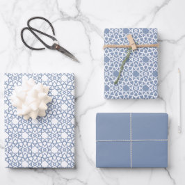 Dusty Blue Arabesque Design Geschenkpapier Set
