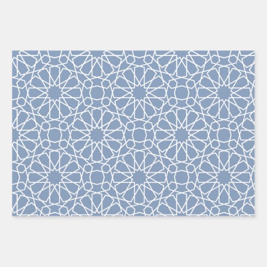 Dusty Blue Arabesque Muster Geschenkpapier (Vorderseite 2)