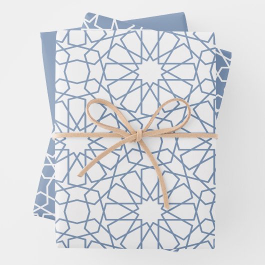 Dusty Blue Arabesque Muster Geschenkpapier Set (Beispiel)