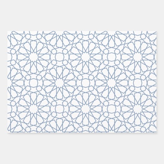 Dusty Blue Arabesque Muster Geschenkpapier Set (Vorderseite)