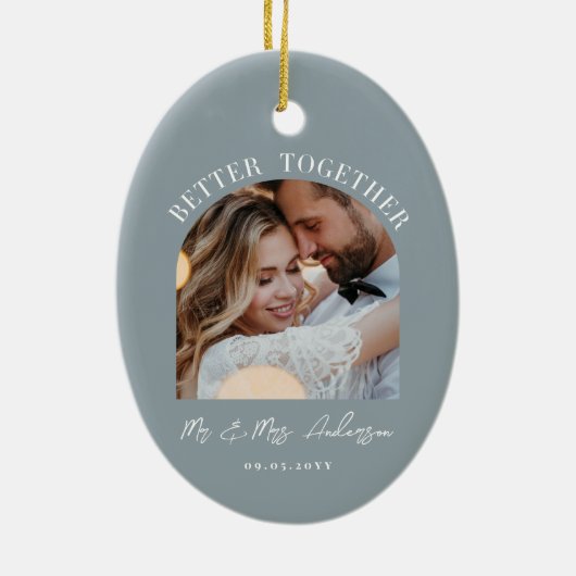 Dusty Blue Arch Foto Hochzeitsgeschenk Wohngestalt Keramik Ornament (Hinten)