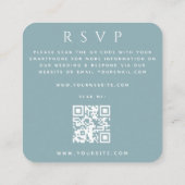 Dusty Blue Arch Foto QR Code Online Wedding RSVP Begleitkarte (Rückseite)