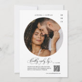 Dusty Blue Arch QR Code Wedding Foto Einladung (Rückseite)