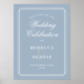 Dusty Blue Art Deco Begrüßungszeichen Poster (Vorne)