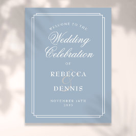 Dusty Blue Art Deco Begrüßungszeichen Poster