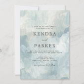 Dusty Blue Artistic Abstrakt Brushstrikes Wedding Einladung (Vorderseite)
