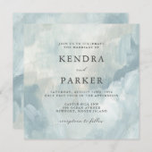 Dusty Blue Artistic Abstrakt Brushstrikes Wedding Einladung (Vorne/Hinten)