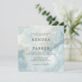 Dusty Blue Artistic Abstrakt Brushstrikes Wedding Einladung (Stehend Vorderseite)