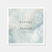 Dusty Blue Artistic Abstrakt Brushstrikes Wedding Serviette (Vorderseite)