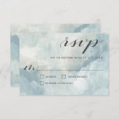 Dusty Blue Artistic Modern Abstrakt Wedding RSVP (Vorne/Hinten)