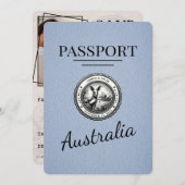 Dusty Blue Australia Passport Save the Date (Vorne/Hinten)