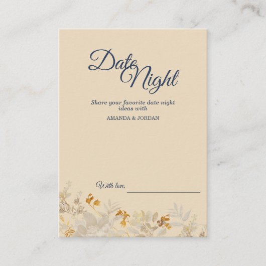 Dusty Blue Autumn Boho Date Night Advisor Card Hinweiskarte (Vorderseite)