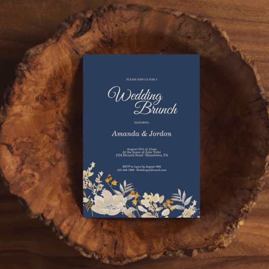 Dusty Blue Autumn Boho Wedding Brunch Einladung