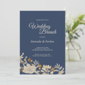 Dusty Blue Autumn Boho Wedding Brunch Einladung (Stehend Vorderseite)