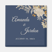 Dusty Blue Autumn Boho Wedding Magnet (Vorne)