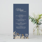 Dusty Blue Autumn Boho Wedding Menu Menükarte (Stehend Vorderseite)