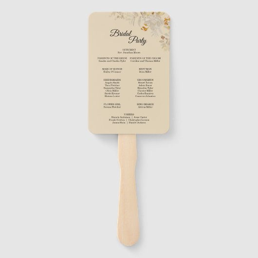 Dusty Blue Autumn Boho Wedding Program Hand Fan Fächer (Rückseite)