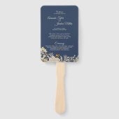 Dusty Blue Autumn Boho Wedding Program Hand Fan Fächer (Vorderseite)