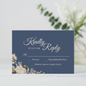 Dusty Blue Autumn Boho Wedding Response Card RSVP Karte (Stehend Vorderseite)