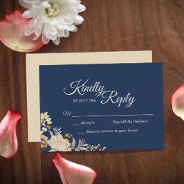 Dusty Blue Autumn Boho Wedding Response Card RSVP Karte