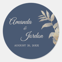 Dusty Blue Autumn Boho Wedding Stickers