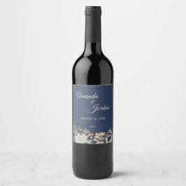 Dusty Blue Autumn Boho Wedding Wine Label Weinetikett