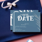 Dusty Blue Autumn Pampas Wedding Design Save The Date