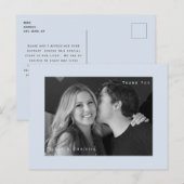 Dusty Blue B/W Foto Wedding Danke Postcard Postkarte (Vorne/Hinten)