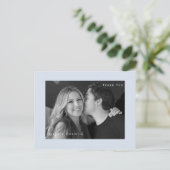 Dusty Blue B/W Foto Wedding Danke Postcard Postkarte (Stehend Vorderseite)
