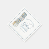 Dusty Blue Baby Blocks Baby Shower Napkins Serviette (Ecke)