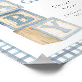 Dusty Blue Baby Blocks Cards and Gifts Baby Shower Poster (Ecke)