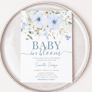 Dusty Blue Baby Bloom Baby Dusche Einladung