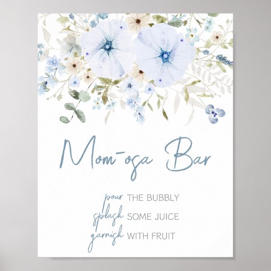 Dusty Blue Baby Bloom Baby Dusche Mama Osa Bar Poster (Vorne)