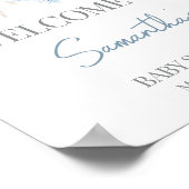 Dusty Blue Baby Bloom Baby Dusche Willkommen Poster (Ecke)