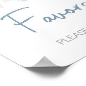 Dusty Blue Baby Bloom Baby Shower Favoriten Poster (Ecke)