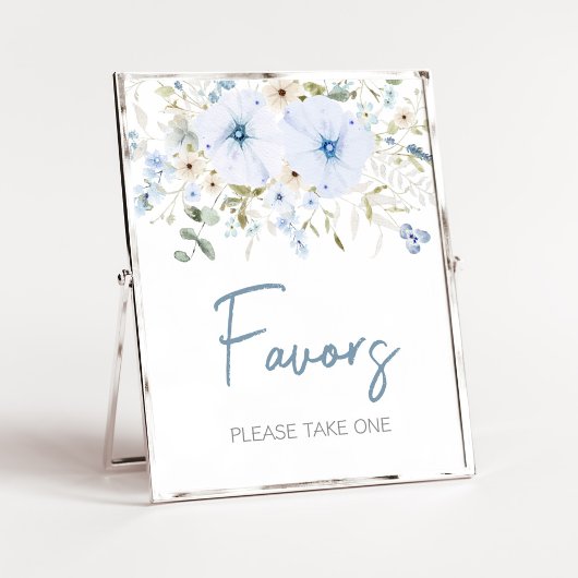 Dusty Blue Baby Bloom Baby Shower Favoriten Poster