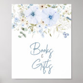Dusty Blue Baby Bloom Babydusche Bücher und Gesche Poster (Vorne)