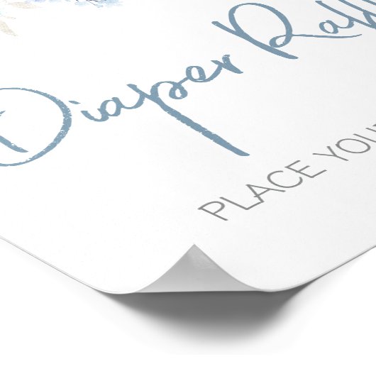 Dusty Blue Baby Bloom Babydusche Windelwanne Poster (Ecke)