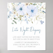 Dusty Blue Baby Bloom Spate Night Diapers Poster (Vorne)
