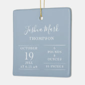 Dusty Blue Baby Boy Birth Stats Foto Keramikornament (Links)