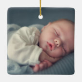 Dusty Blue Baby Boy Birth Stats Foto Keramikornament (Rückseite)