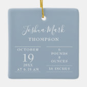 Dusty Blue Baby Boy Birth Stats Foto Keramikornament (Vorderseite)
