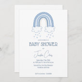 Dusty Blue Baby Boy Boho Style Babydusche Einladung (Vorne/Hinten)