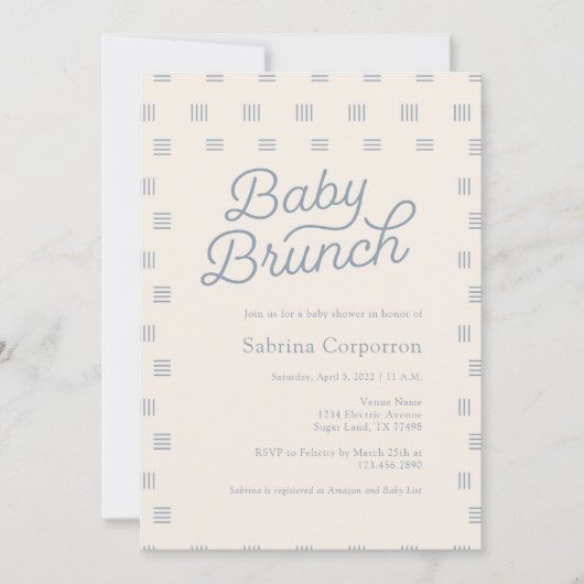Dusty Blue Baby Brunch | Minimalistisch Sage Boho Einladung (Vorderseite)